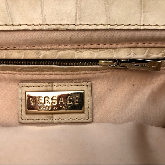 Versace Cream and Gold Textured Shoulder Bag - Picture 10 of 13